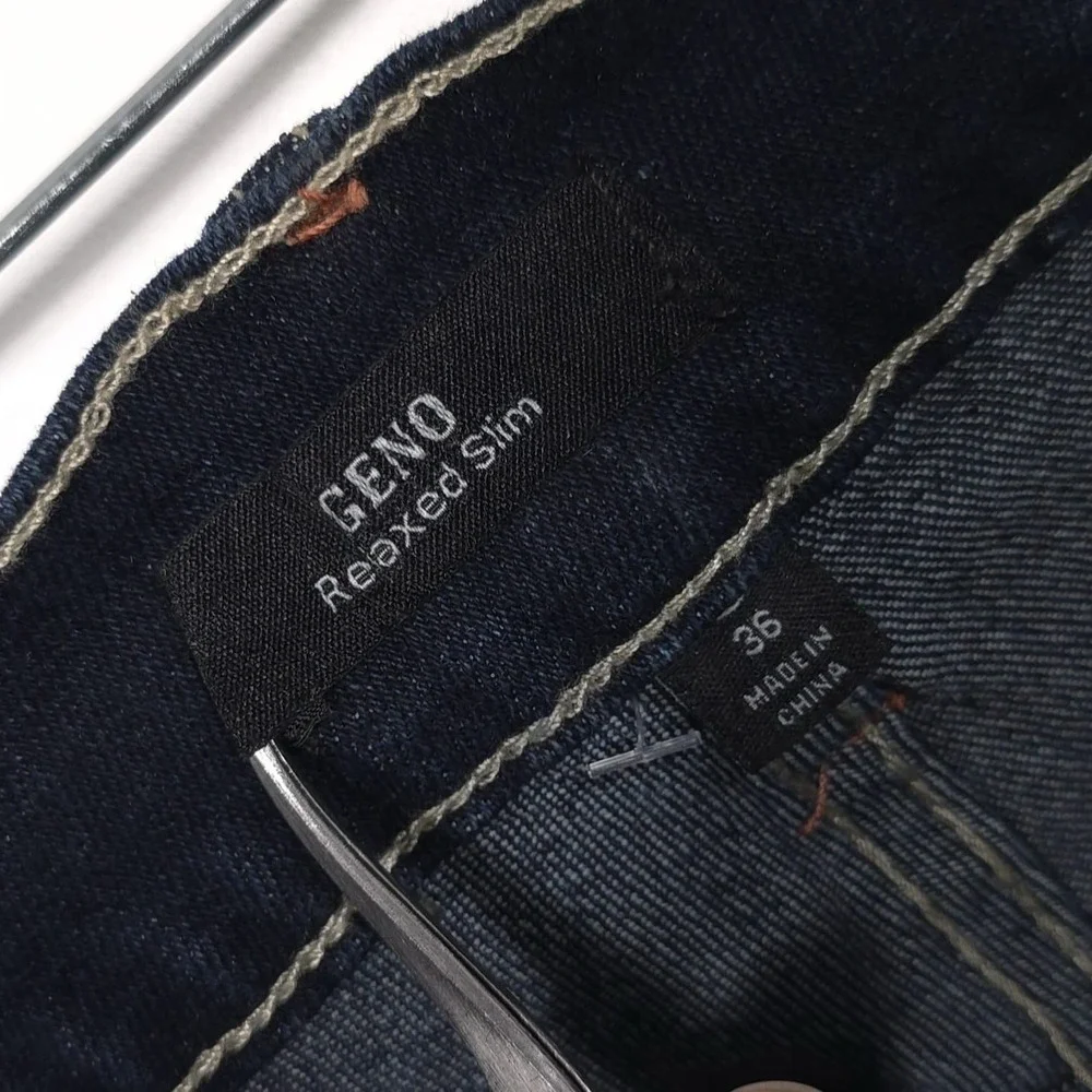 TRUE RELIGION New Men's Jeans 36x32 GENO SN Relaxed Flap Slim Dark Sultry 700390